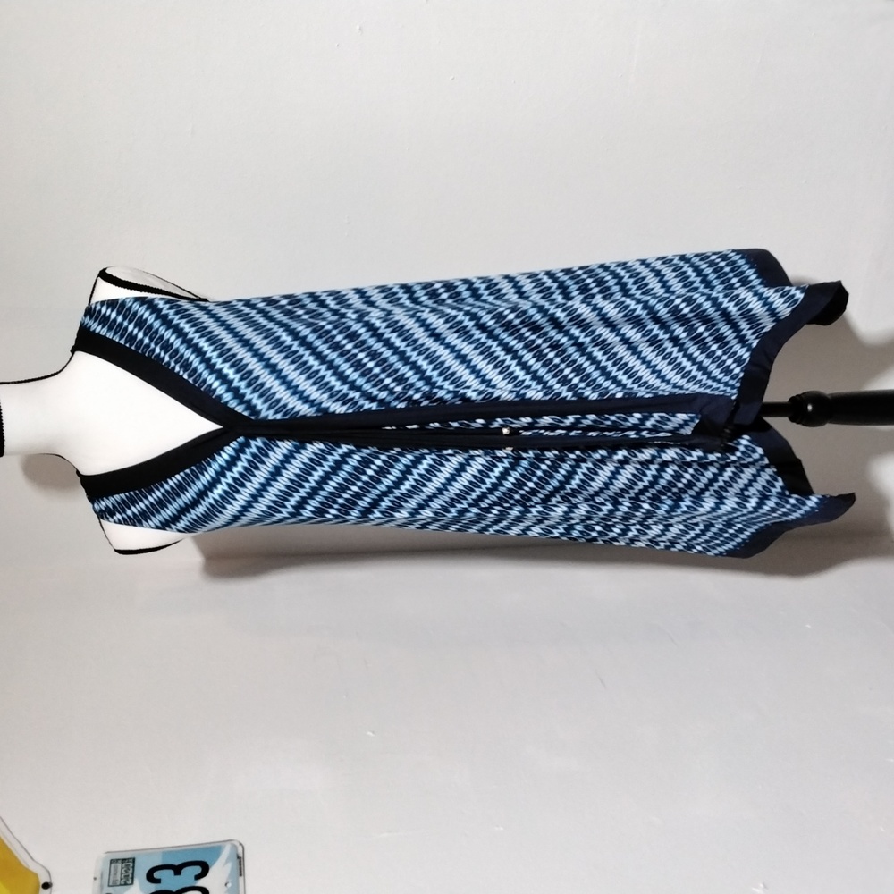 Coco Reef Asymmetrical Hem Striped Blue, Black and White Dress Size M